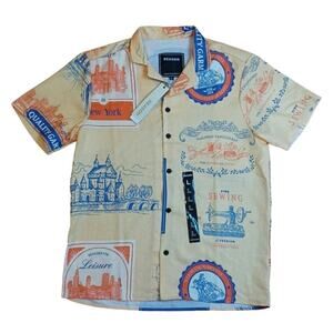 REASON Button Down Polyester Shirt sz: LARGE NEW WITH TAGS